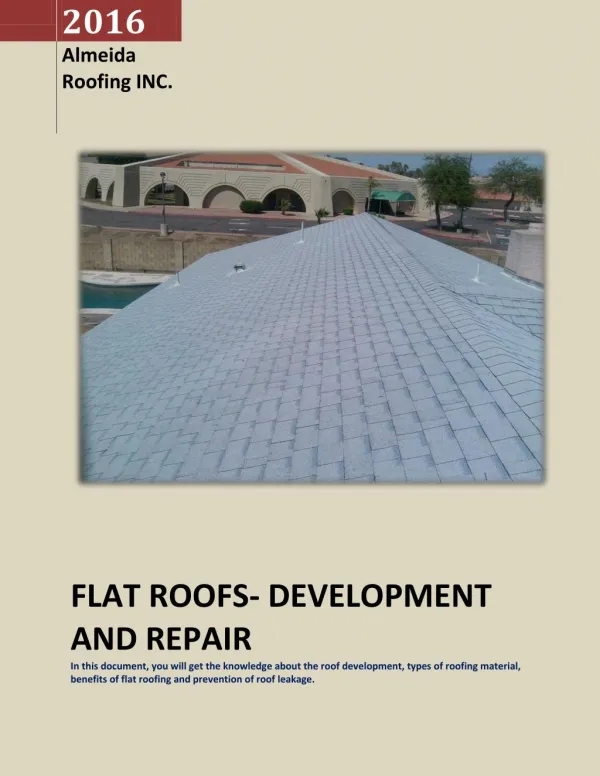 FLAT ROOFS- DEVELOPMENT AND REPAIR