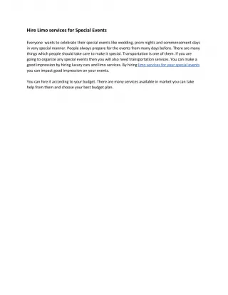 Hire Limo services for Special Events - slide 1