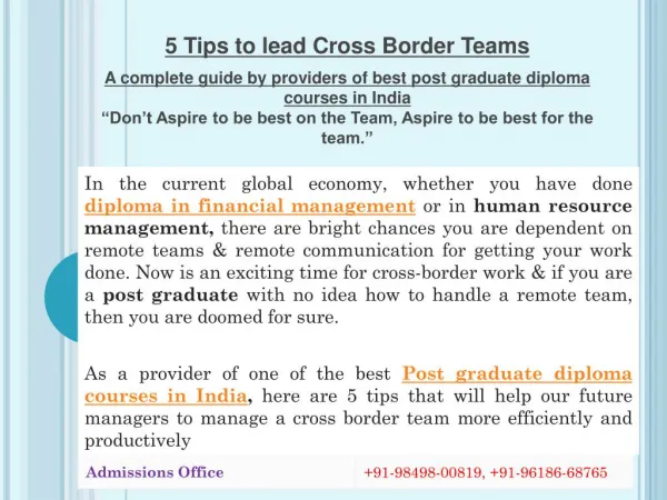 A complete guide by providers of best post graduate diploma courses in India