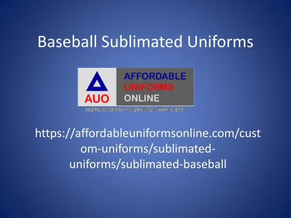 Baseball Sublimated Unifroms