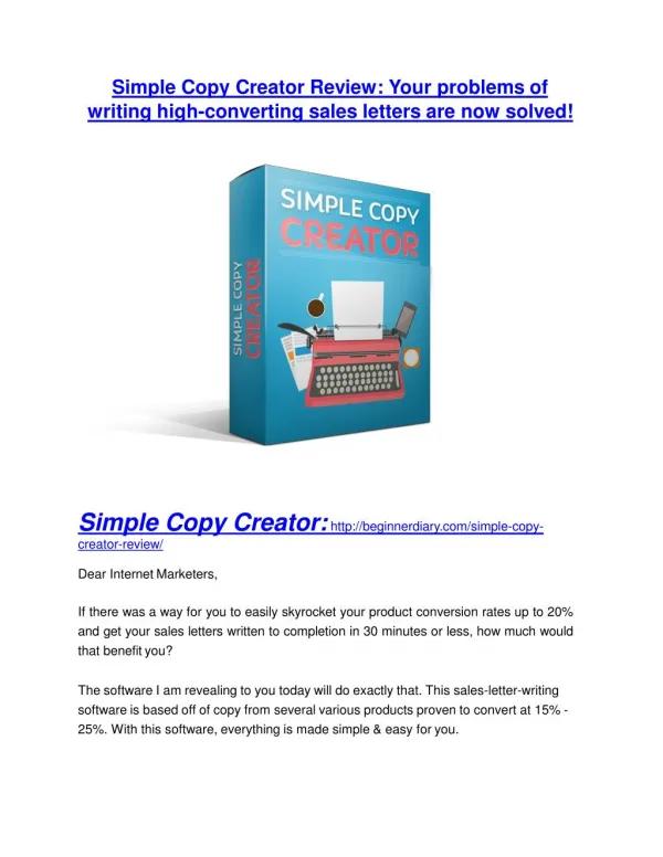 Simple Copy Creator review-- Simple Copy Creator (SECRET) bonuses