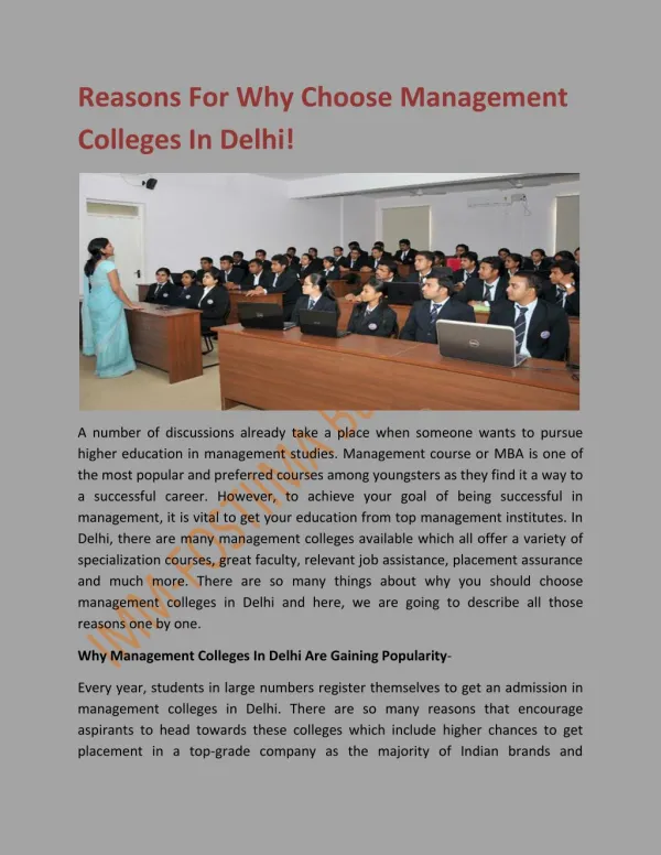 Reasons For Why Choose Management Colleges In Delhi