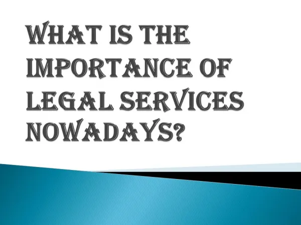 Benefit's of Legal & Taxation Services
