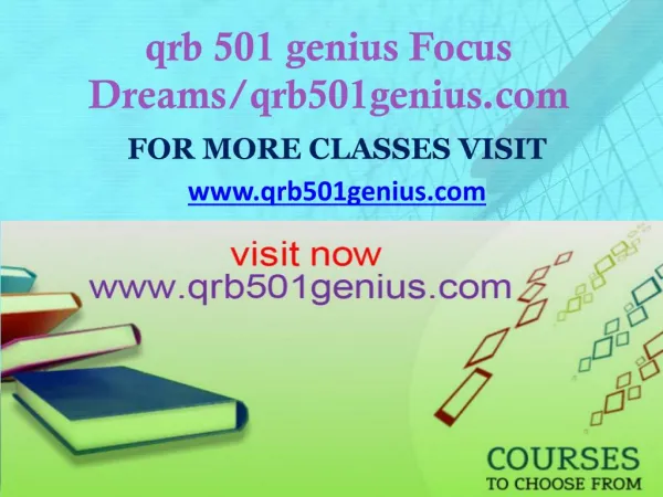 qrb 501 genius Focus Dreams/qrb501genius.com