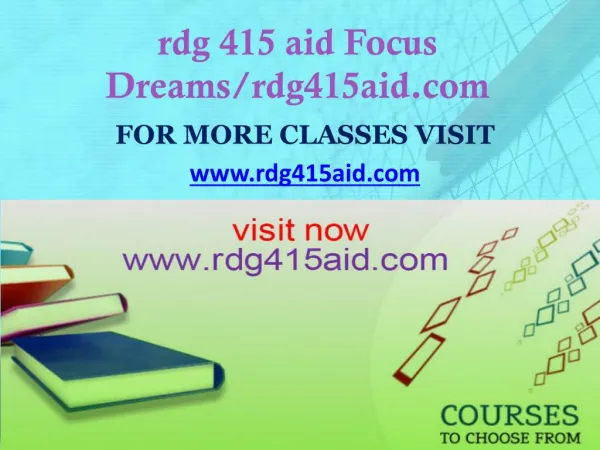 rdg 415 aid Focus Dreams/rdg415aid.com