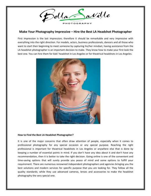 Make Your Photography Impressive – Hire the Best LA Headshot Photographer