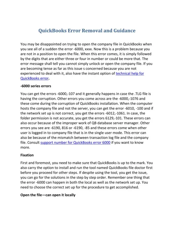 Quick books error removal and guidance