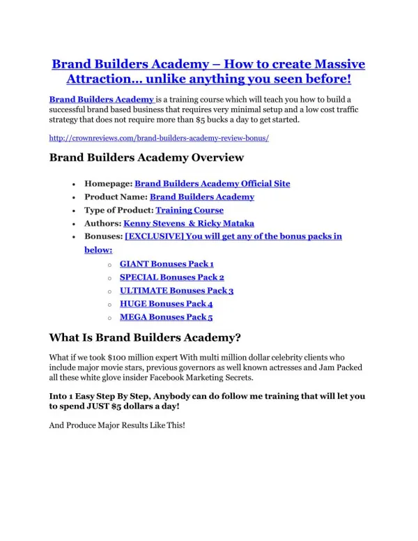 Brand Builders Academy Review-(Free) bonus and discount