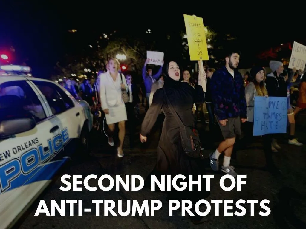 second night of hostile to trump protests