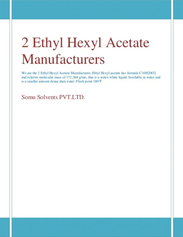 2 Ethyl Hexyl Acetate Manufacturers