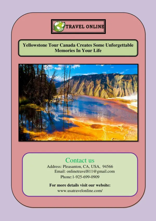 Yellowstone Tour Canada Creates Some Unforgettable Memories In Your Life