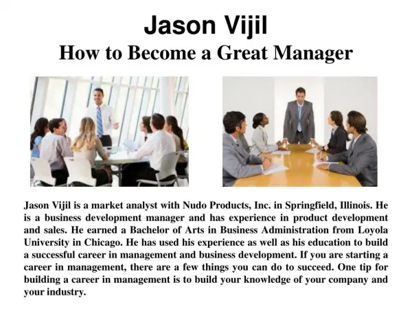 Jason Vijil - How To Become A Great Manager