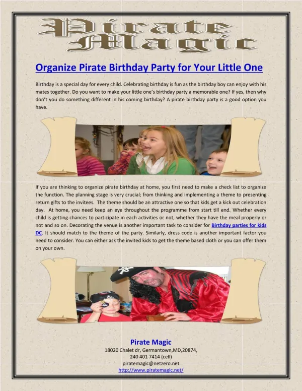 Organize Pirate Birthday Party for Your Little One