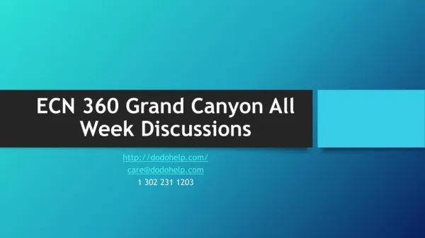 ECN 360 Grand Canyon All Week Discussions