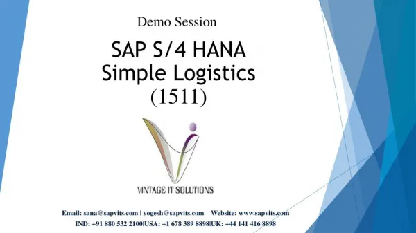 SAP S/4 HANA Simple Logistics Online Training