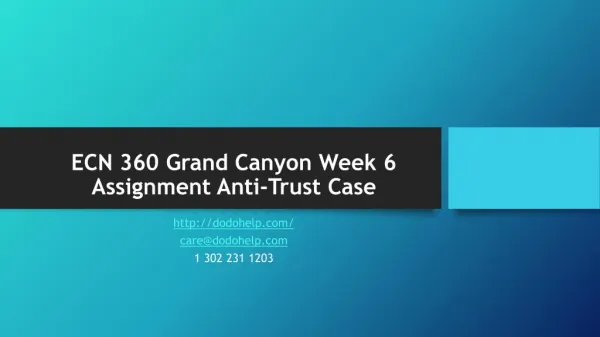 ECN 360 Grand Canyon Week 6 Assignment Anti-Trust Case