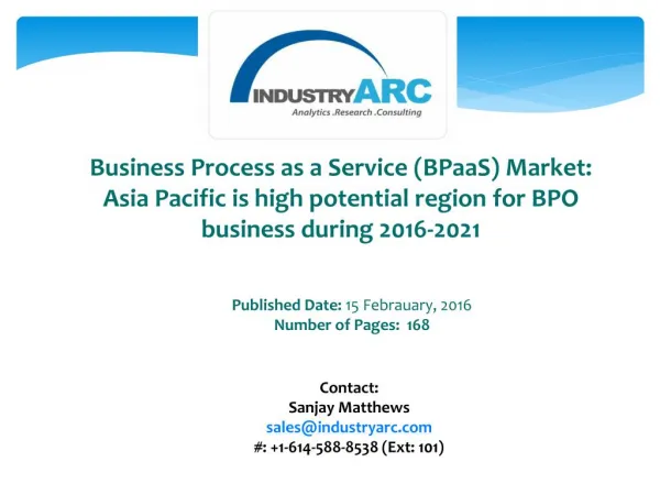 Business Process as a Service (BPaaS) Market: the US is the major investor for development