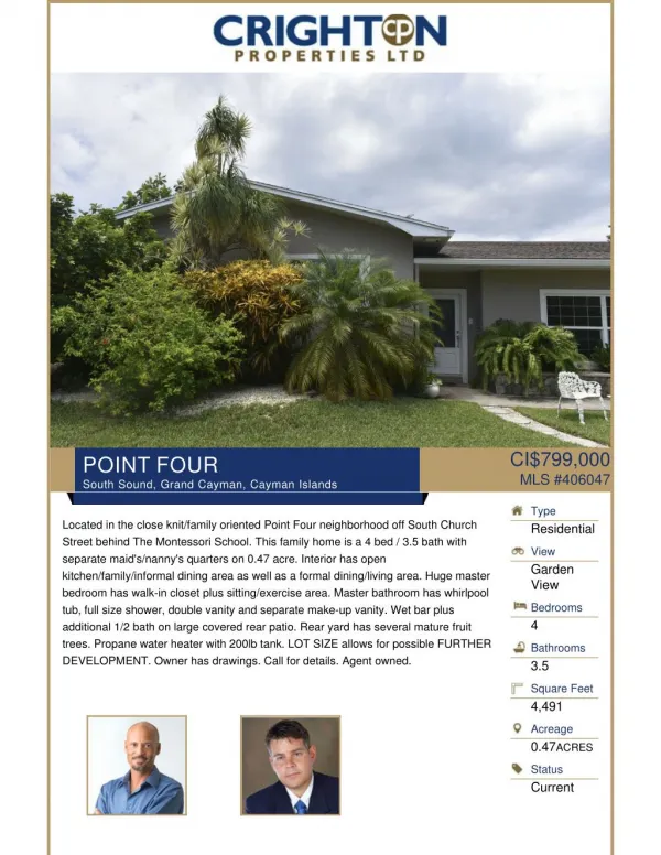 POINT FOUR for sale Residential Real Estate property in Cayman