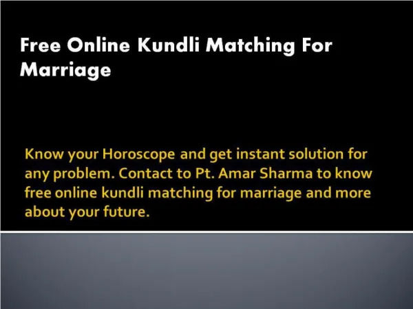 Free Online Kundli Matching For Marriage