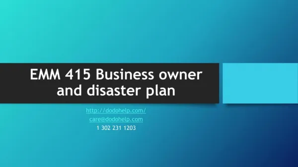 EMM 415 Business owner and disaster plan