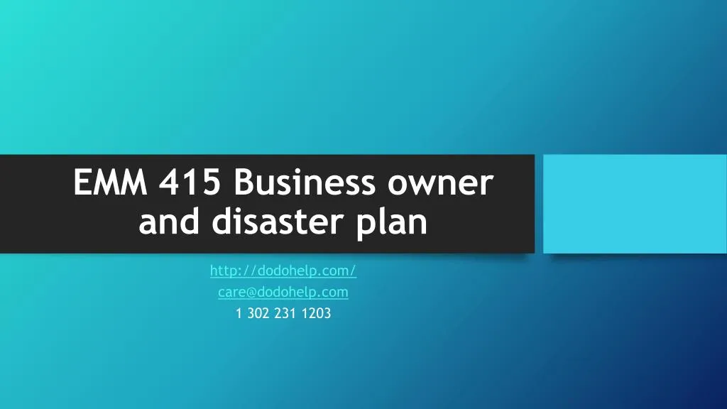 emm 415 business owner and disaster plan