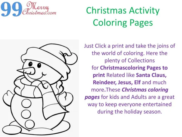 Christmas Activity Coloring Pages