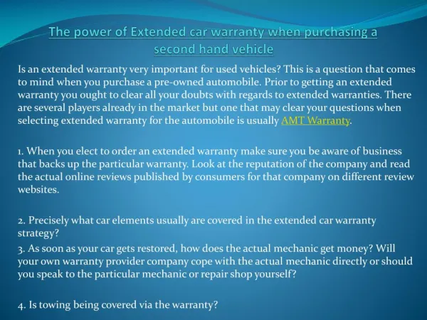 The power of Extended car warranty when purchasing a second hand vehicle