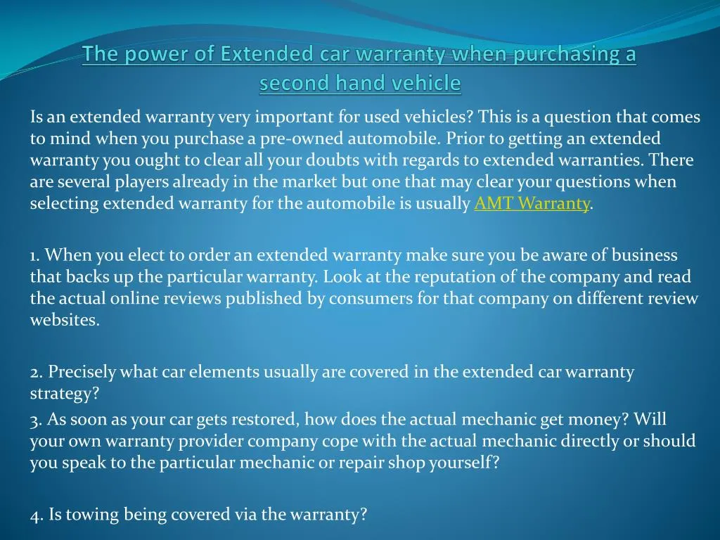 the power of extended car warranty when purchasing a second hand vehicle