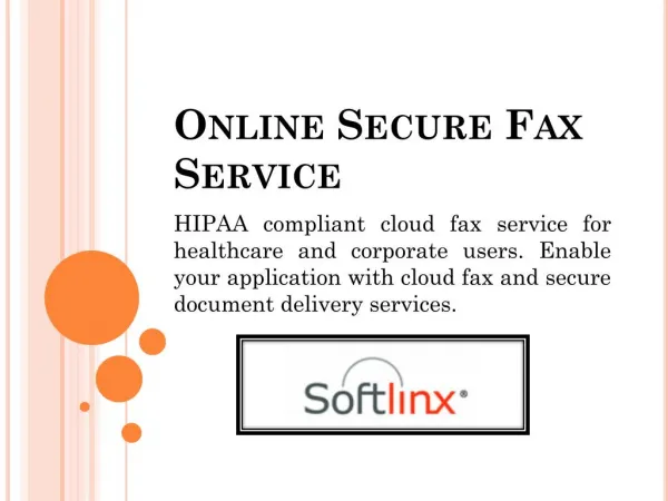 Secure cloud Fax Service| HIPAA compliant Fax Service