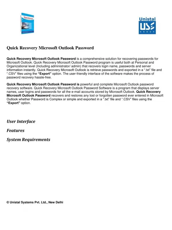 Microsoft Outlook Password Recovery Software