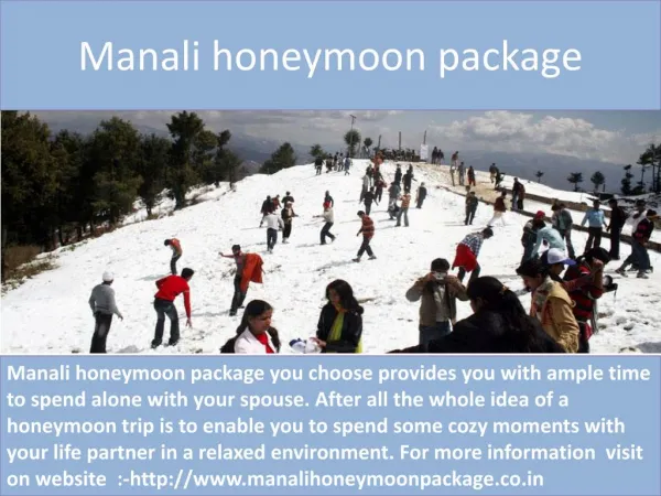 manali honeymoon package