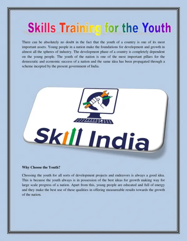 Skill Training For Youth