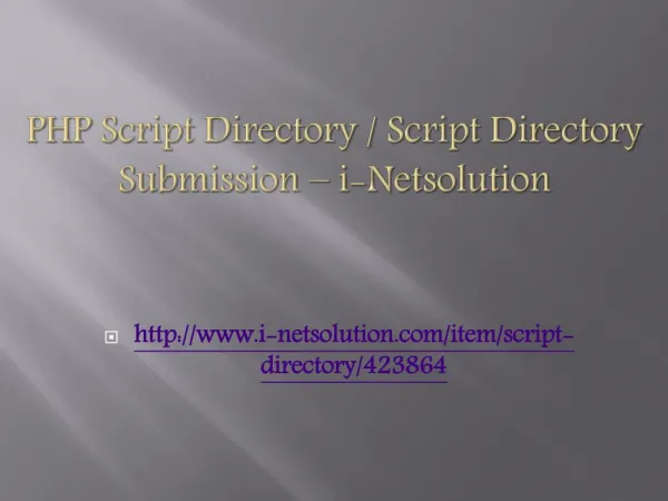 PHP Script Directory / Script Directory Submission – i-Netsolution