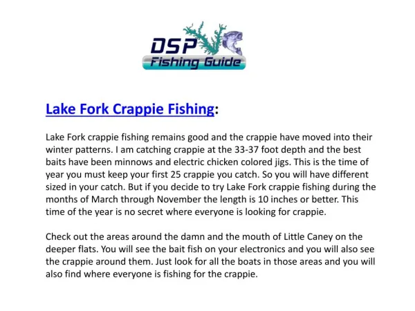 Lake Fork Crappie Fishing