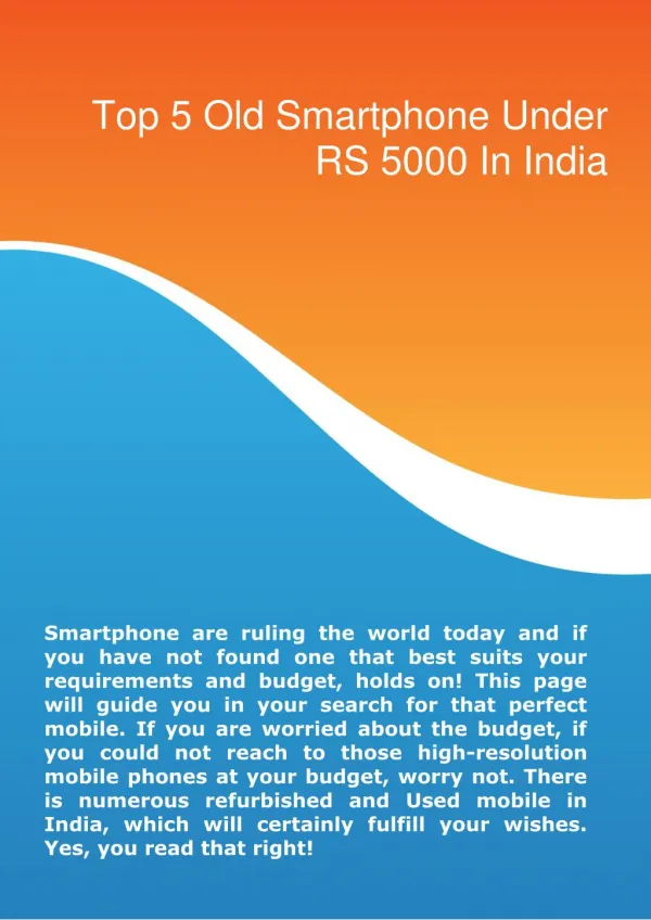 top 5 old smartphone mobile under rs 5000 in india