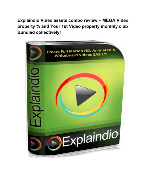Explaindio Video assets combo review, animation and hd video maker