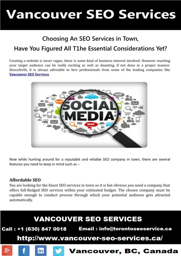 Choosing an SEO Services in Vancouver