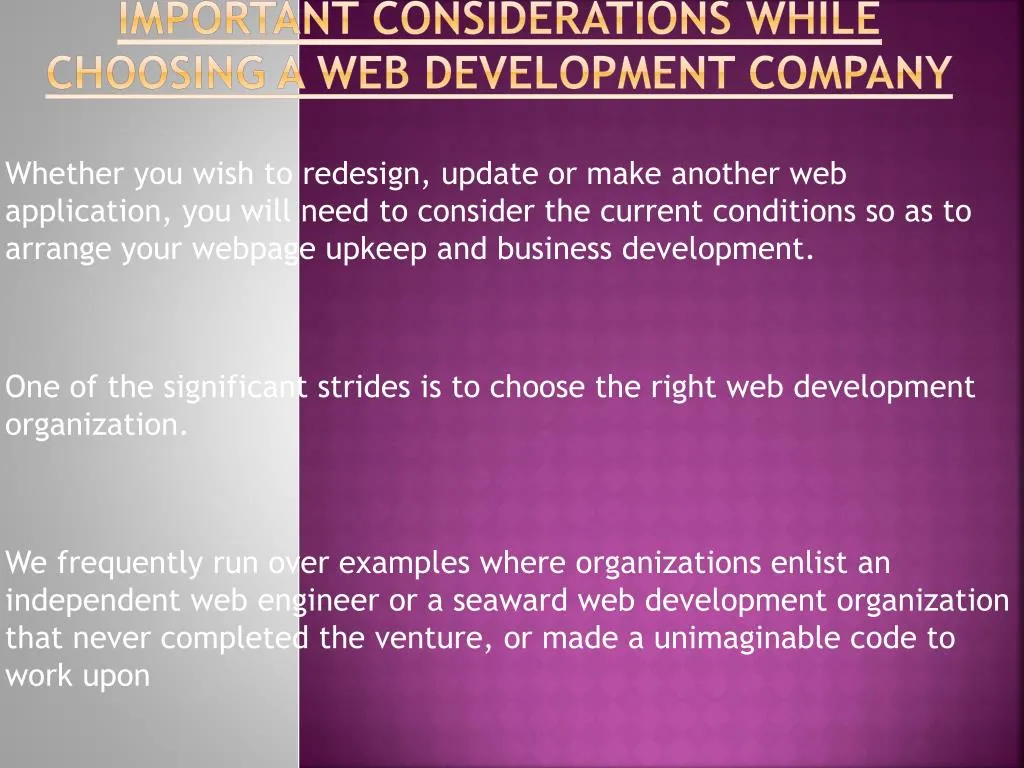 important considerations while choosing a web development company