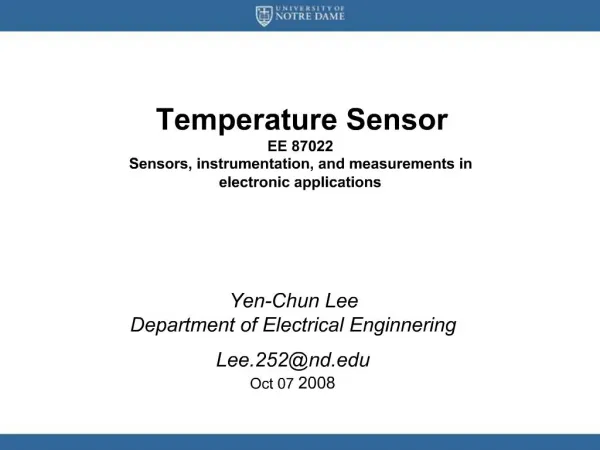 Temperature Sensor EE 87022 Sensors, instrumentation, and measurements in electronic applications
