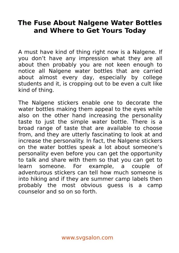 The Fuse About Nalgene Water Bottles and Where to Get Yours Today