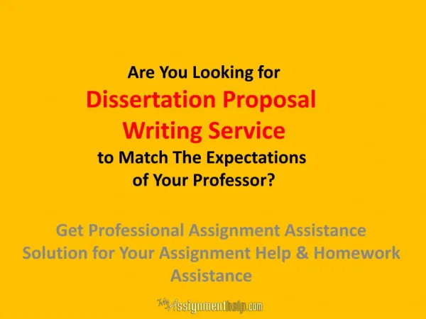 Dissertation Proposal Writing Service