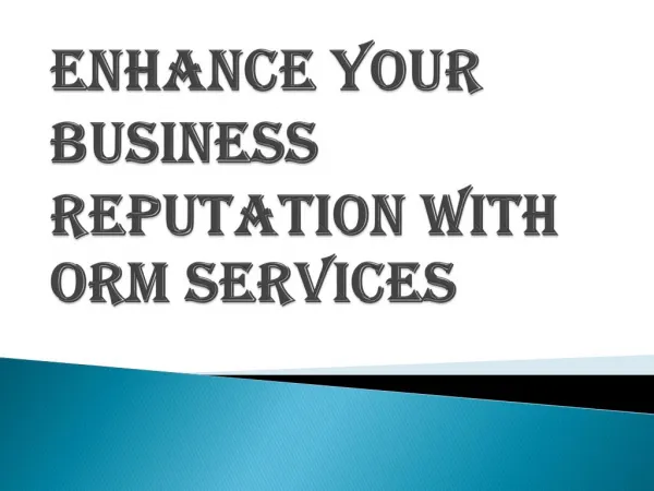 Improve Your Business Reputation with ORM Services