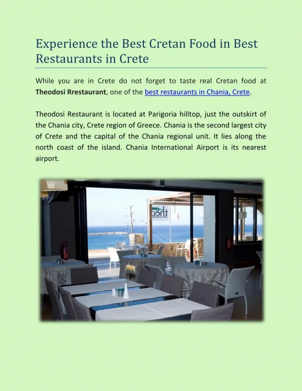 Best Restaurants in Crete