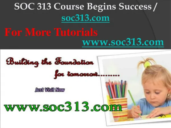 SOC 313 Course Begins Success / soc313dotcom
