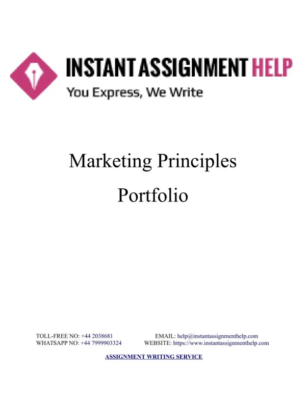 Sample Assignment on Marketing Principles Portfolio
