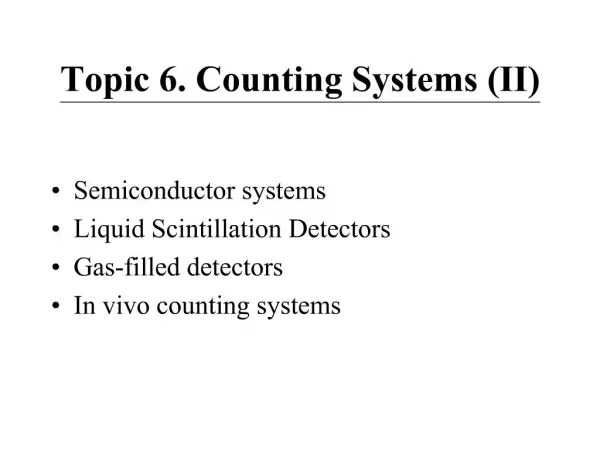 Topic 6. Counting Systems II