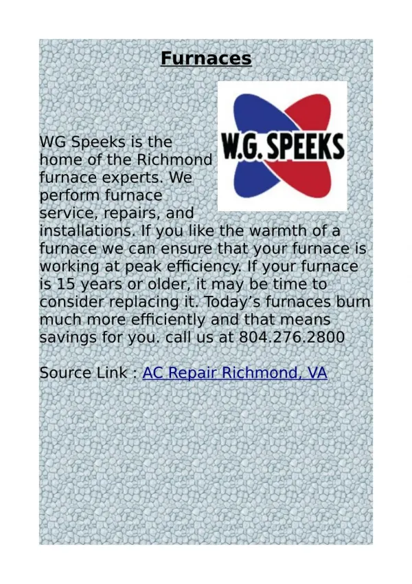 AC Repair Richmond, VA by WG Speeks