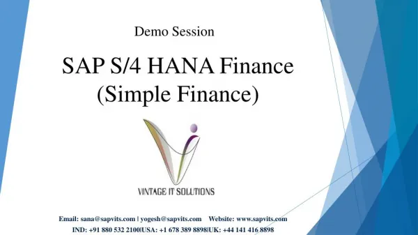 SAP S4 HANA Simple Finance Online Training Course module India