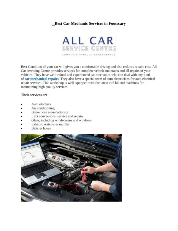Best Car Mechanic Services in Footscary
