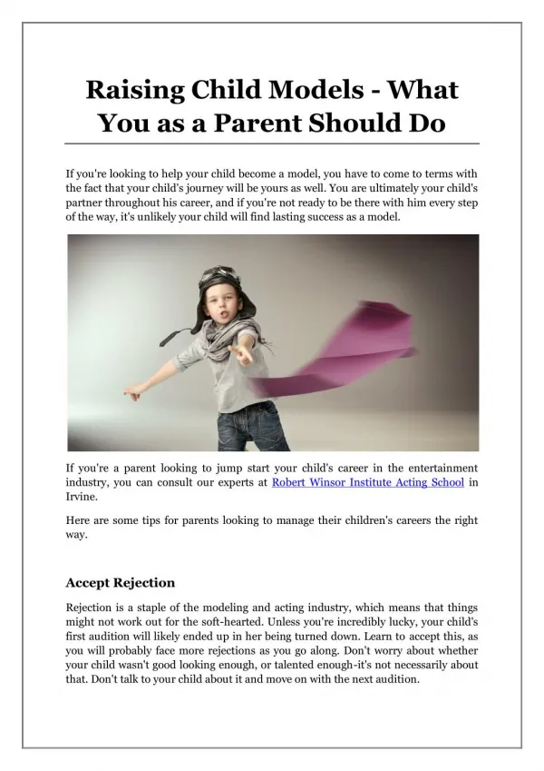 Raising Child Models - What You as a Parent Should Do
